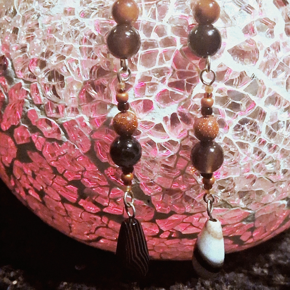 Elegant Brown Beaded Earrings